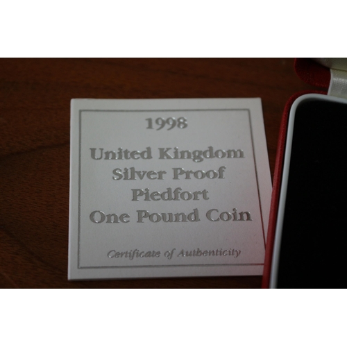 72 - 1998 UK Piedfort 1 Pound Coin, Silver Proof, Royal Mint