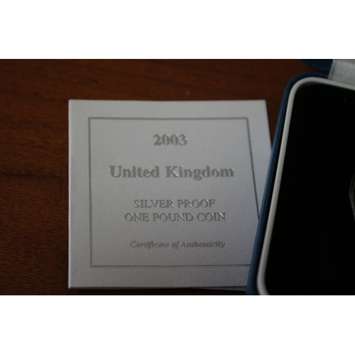 75 - 2003 UK 1 Pound Coin, Silver Proof, Royal Mint