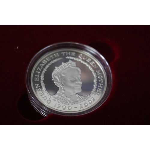 79 - Queen Mother Memorial 5 Pound, Silver Proof memorial crown - Royal Mint