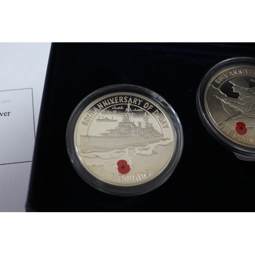 92 - 60th Anniversary of D-Day 5 Pound Silver Proof Coins, Royal Mint