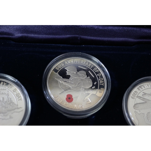 92 - 60th Anniversary of D-Day 5 Pound Silver Proof Coins, Royal Mint