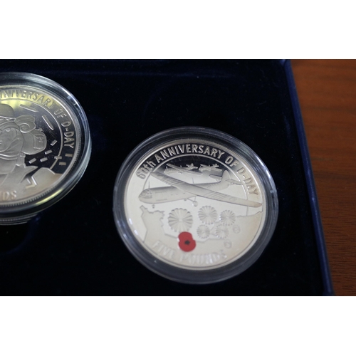 92 - 60th Anniversary of D-Day 5 Pound Silver Proof Coins, Royal Mint