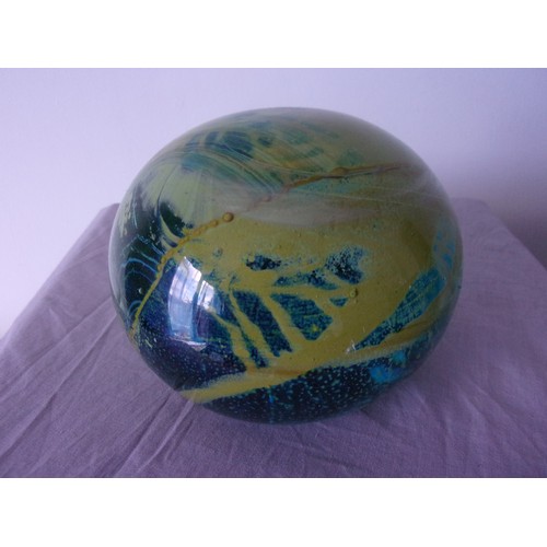 393 - Vibrant coloured paperweight/doorstop signed bottom Mdina