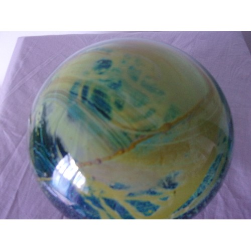 393 - Vibrant coloured paperweight/doorstop signed bottom Mdina