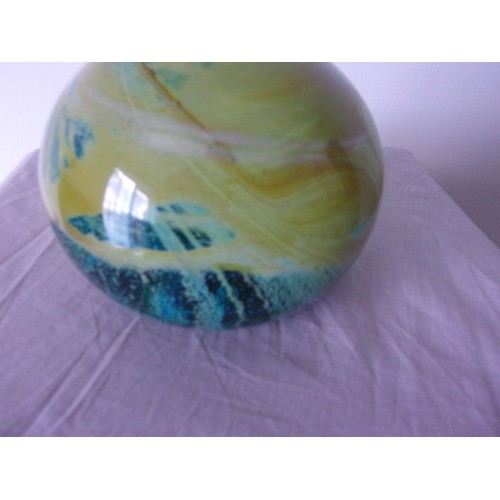 393 - Vibrant coloured paperweight/doorstop signed bottom Mdina