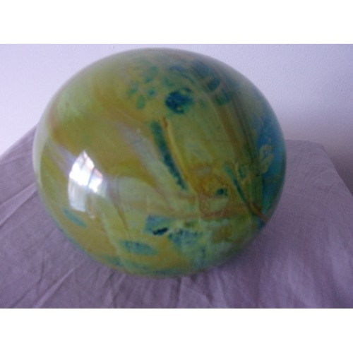 393 - Vibrant coloured paperweight/doorstop signed bottom Mdina