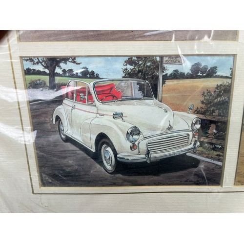 146 - Morris Minor Print plus a Model by Marks Model - Silver Plate