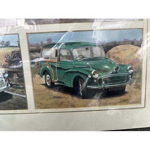 146 - Morris Minor Print plus a Model by Marks Model - Silver Plate