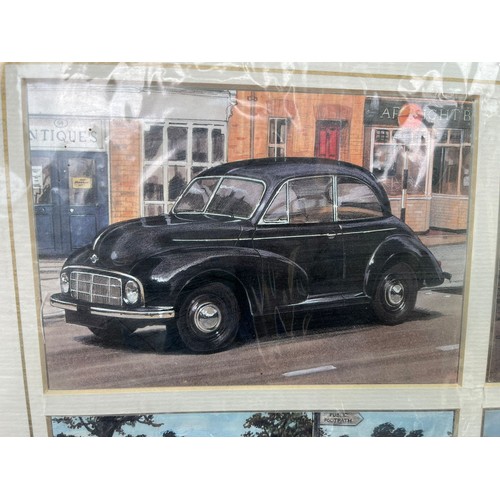 146 - Morris Minor Print plus a Model by Marks Model - Silver Plate