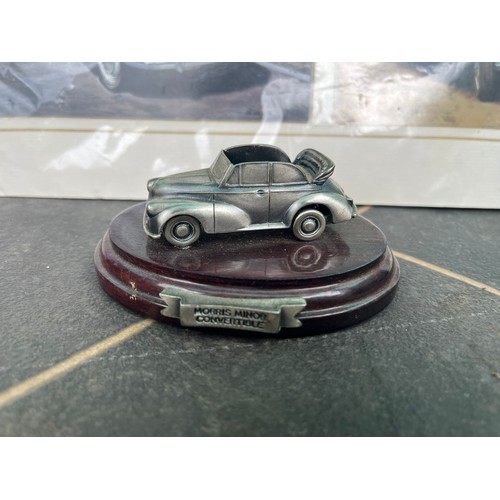 146 - Morris Minor Print plus a Model by Marks Model - Silver Plate