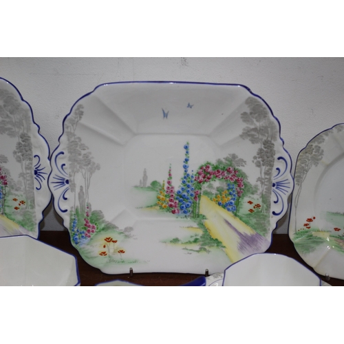 324 - Shelley Queen Anne Archway of Roses Tea Set Pattern Number 11606 c.1928 - 19 Pieces (one cup has cra... 