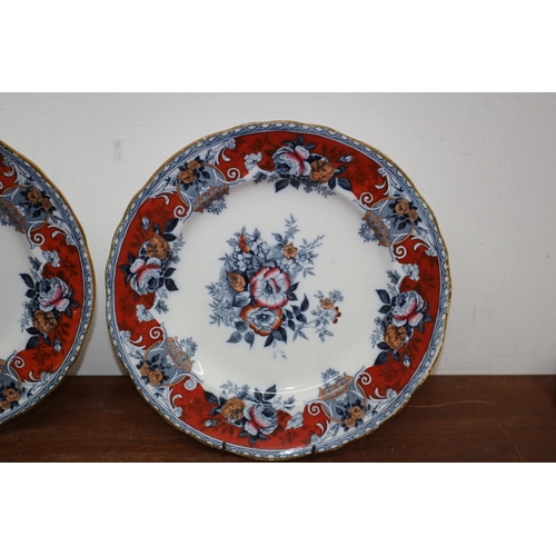 328 - 2 x Pinder, Bourne and Hope Display Plates in Bouquet Pattern - Dating 1860 - 1880 era