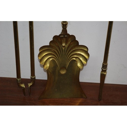 338 - Heavy Brass Antique Fire Irons Set