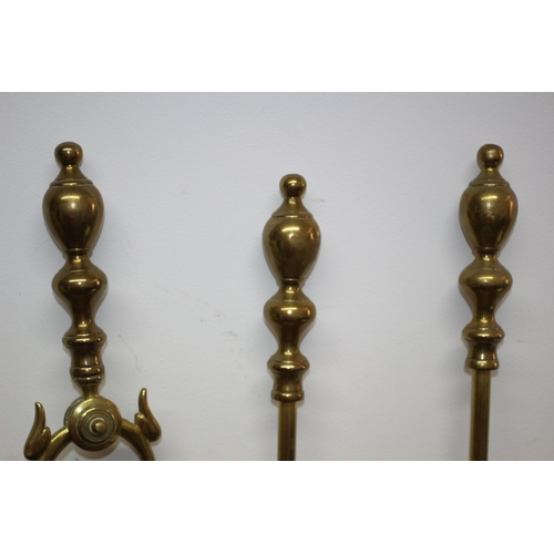 338 - Heavy Brass Antique Fire Irons Set