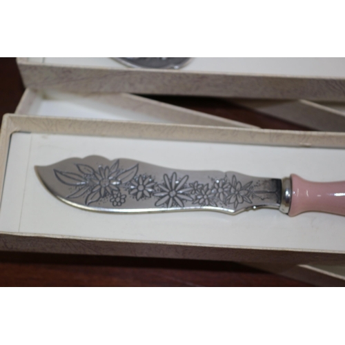 339 - Hand Crafted Porcelain and Pewter Butter Knife and Spoon in There Own Boxes by Parian Design