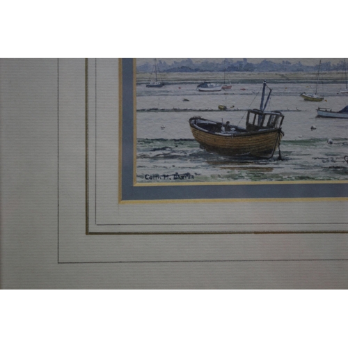 353 - Watercolour by Colin M. Baxter - Titled: Low Tide at Emsworth - 27.5 x 22.5cm