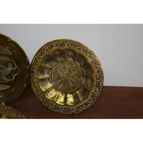 356 - Nice Selection of Highly Detailed Indian Brass Plates and Drinking Vessels