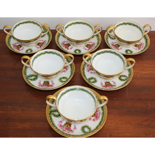 366 - From the Estate of Lord and Lady Cornwallis - Set of 6 Spode Copeland Twin Handled Tea / Chocolate C... 