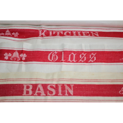 367 - From the Estate of Lord and Lady Cornwallis - Triple Set of Irish Quality Linen Cloths in Red Stripe... 