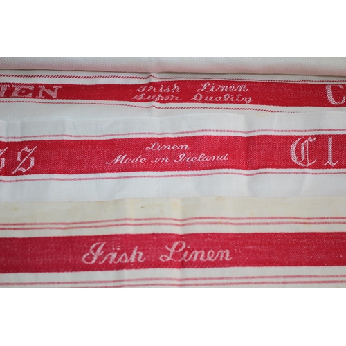 367 - From the Estate of Lord and Lady Cornwallis - Triple Set of Irish Quality Linen Cloths in Red Stripe... 