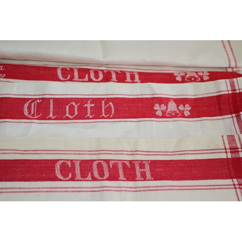 367 - From the Estate of Lord and Lady Cornwallis - Triple Set of Irish Quality Linen Cloths in Red Stripe... 