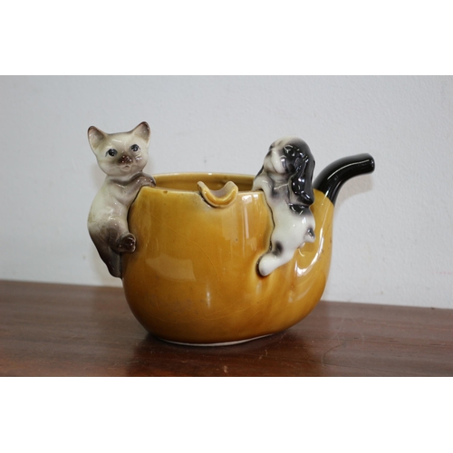 370 - Vintage Cat & Dog China Pipe Ashtray