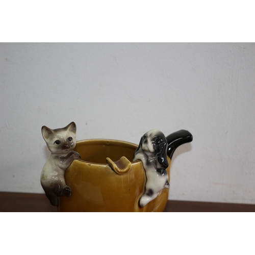 370 - Vintage Cat & Dog China Pipe Ashtray