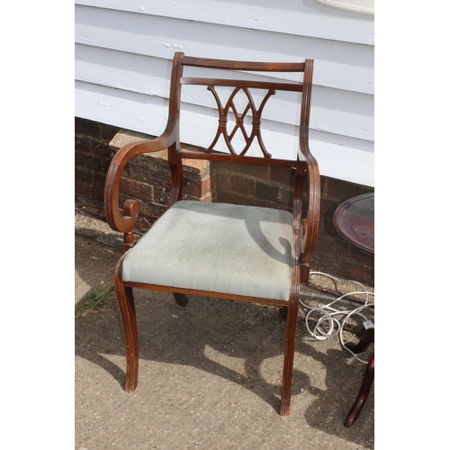 13 - Two Quality Hepplewhite Styled Carver Chairs with a Solid Wood Floor Lamp with Drinks Shelf and Shad... 