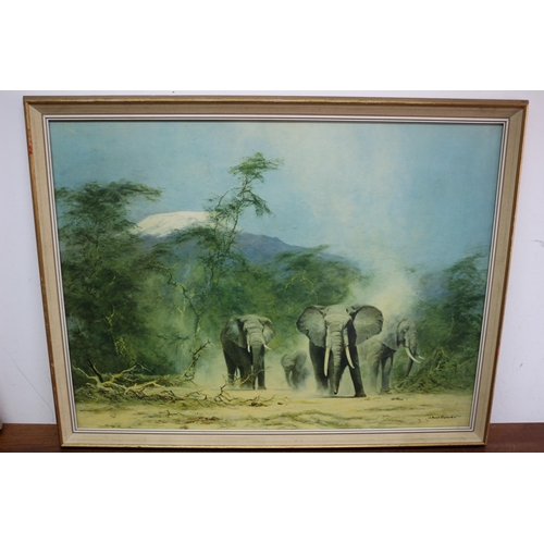 24 - Ever Popular David Shepherd Print of Elephants - Large 82 x 64cm - Framed and Glazed