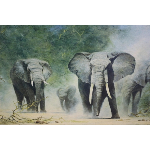 24 - Ever Popular David Shepherd Print of Elephants - Large 82 x 64cm - Framed and Glazed