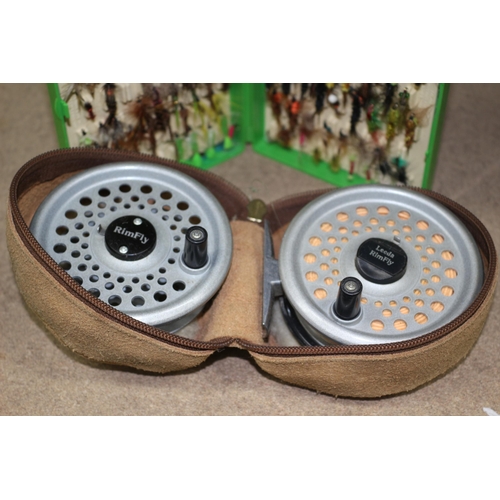 3 - Vintage Fly Fishing Fly's in Case plus Two Leeda Rim Fly Fishing Reels in Case