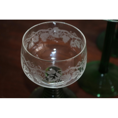 32 - Nice Selection of Vintage Green stemmed Glasses