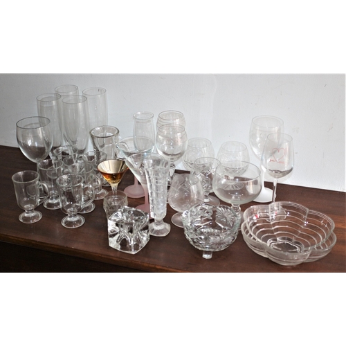 34 - Nice Collection of Crystal Brandy Glasses and Wine Glasses plus Other Glass Items