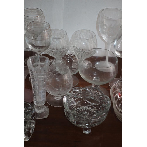 34 - Nice Collection of Crystal Brandy Glasses and Wine Glasses plus Other Glass Items