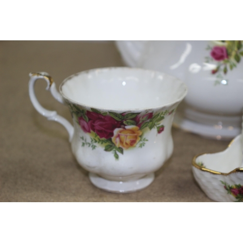 5 - Old Country Roses Teapot, Couple of Cups and a Posy Basket Ornament