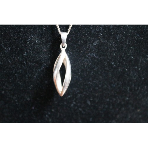 45 - Sterling Silver Modern Design Pendant Necklace on Silver Chain