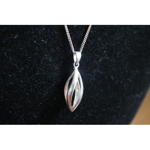 45 - Sterling Silver Modern Design Pendant Necklace on Silver Chain