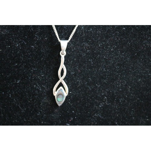 46 - Sterling Silver Pendant Necklace with Blue Centrepiece on Silver Chain