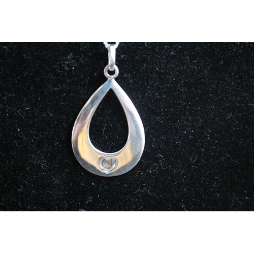 47 - Droplet Sterling Silver Pendant Necklace on Silver Chain