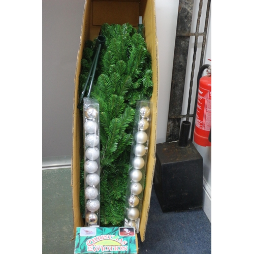 53 - Boxed Christmas Tree with 2 Tubes of Baubles