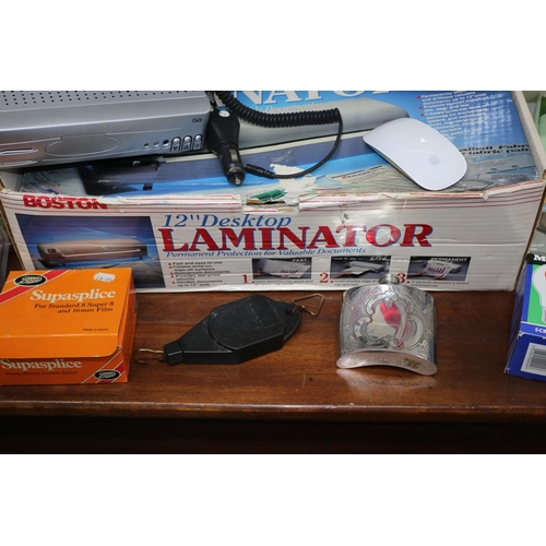 54 - Mixed Interesting Lot including an Apple Mouse, Boxed Laminator, Oriental Scroll and More