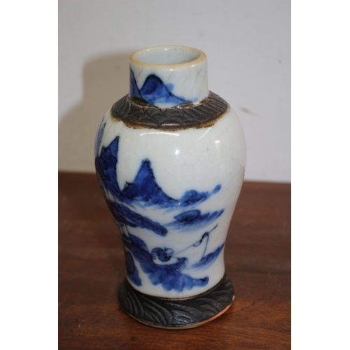 57 - Antique believed to be 19th C, Blue and White Crackle Glazed Chinese Vase