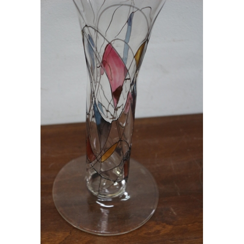 61 - Very Nice Multi-coloured Wirework Tall Glass Vase