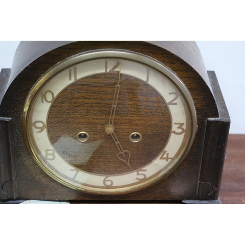 85 - Vintage Smiths Enfield Movement Mantel Clock with Pendulum and Key and Original Instruction Leaflet