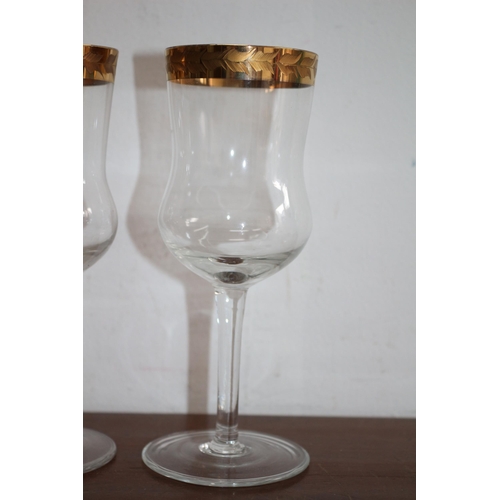 88 - Set of 4 Tiffin Gold Rimmed Wine Glasses