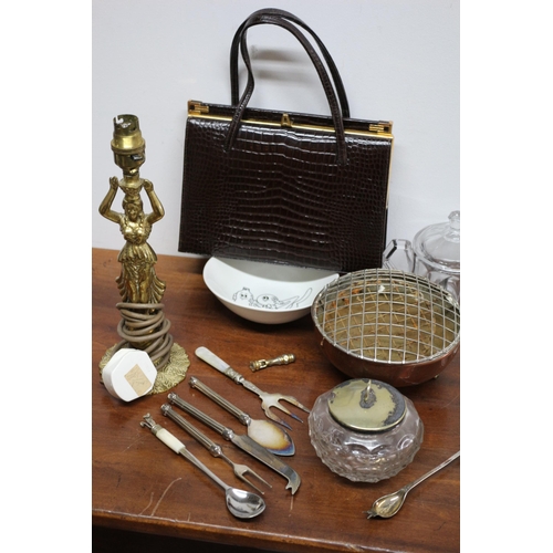 95 - Mixed Lot Containing a Vintage Handbag, Brass/metal ware, Sheet Music and More