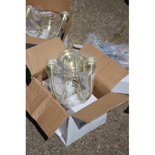 99 - 5 x Brand New, Boxed Wall Lights with Glass Shades