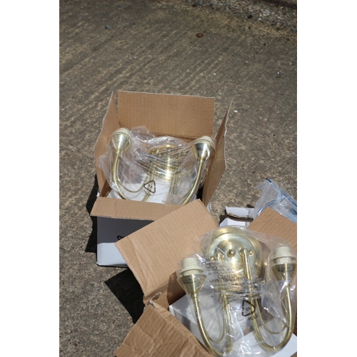 99 - 5 x Brand New, Boxed Wall Lights with Glass Shades