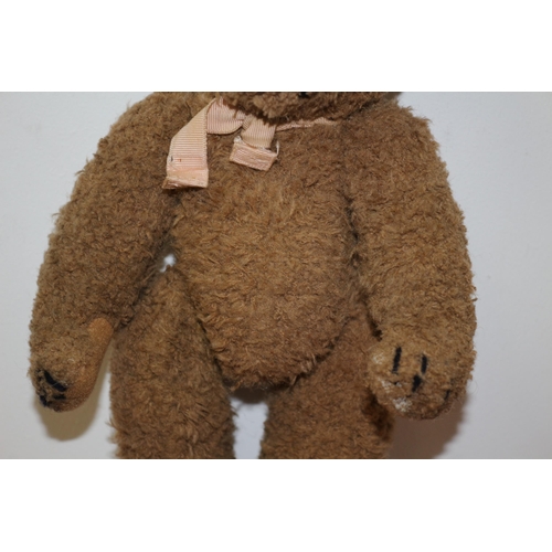 137 - Old Teddy Bear - Has a Stud in the Ear and Glass Eyes - 30cm