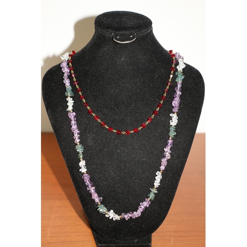 169 - Ruby Necklace Plus an Amethyst & Precious Stone Necklace